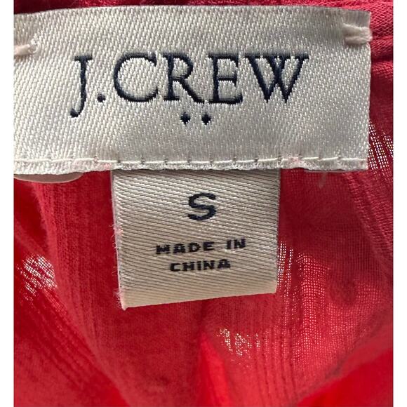 J Crew Peasant Top Size Small Novelty Artist Red Swiss Dot Shirred Cotton - Picture 4 of 7